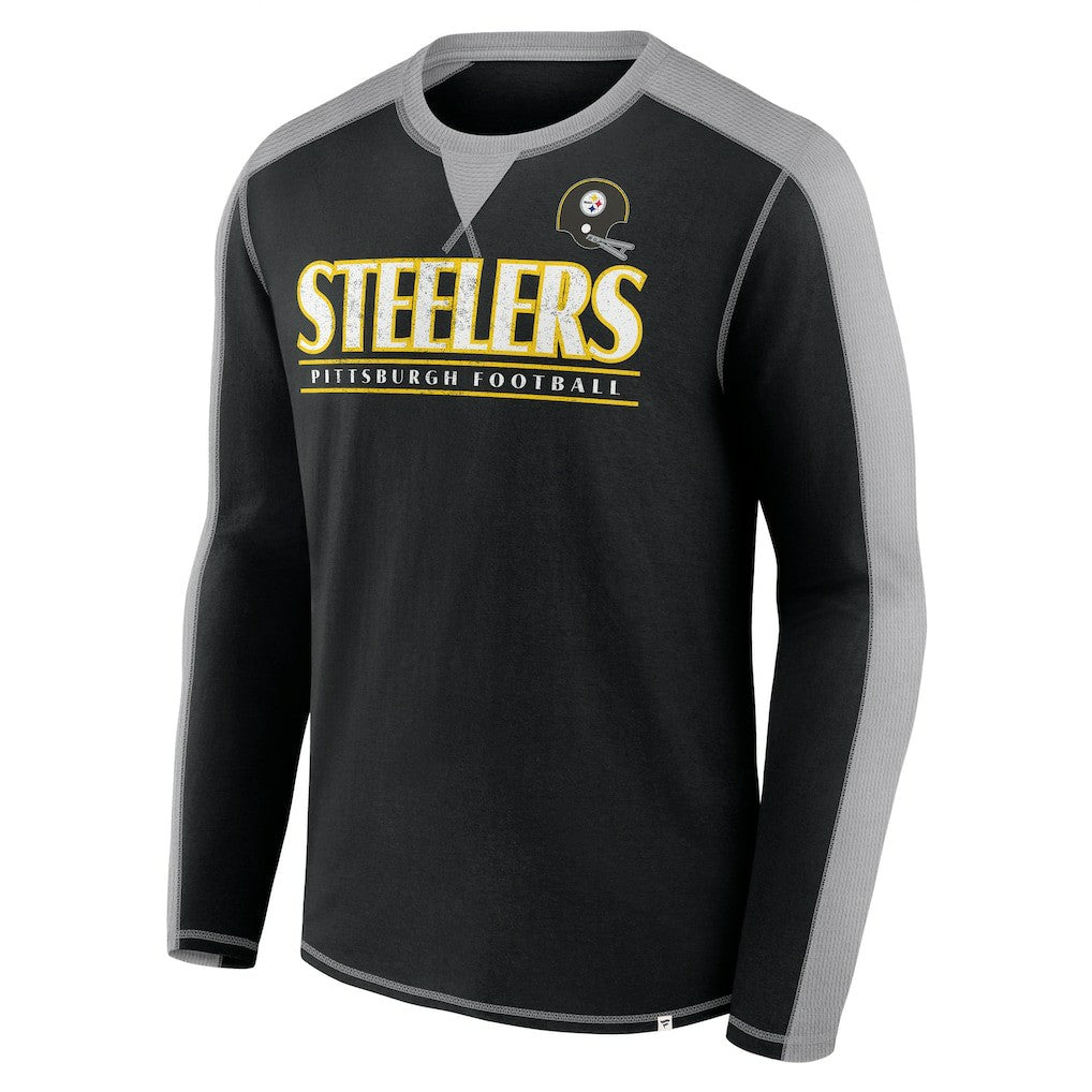 Pittsburgh Steelers Behind the Line Long Sleeve T-Shirt - Black/Gray on sale