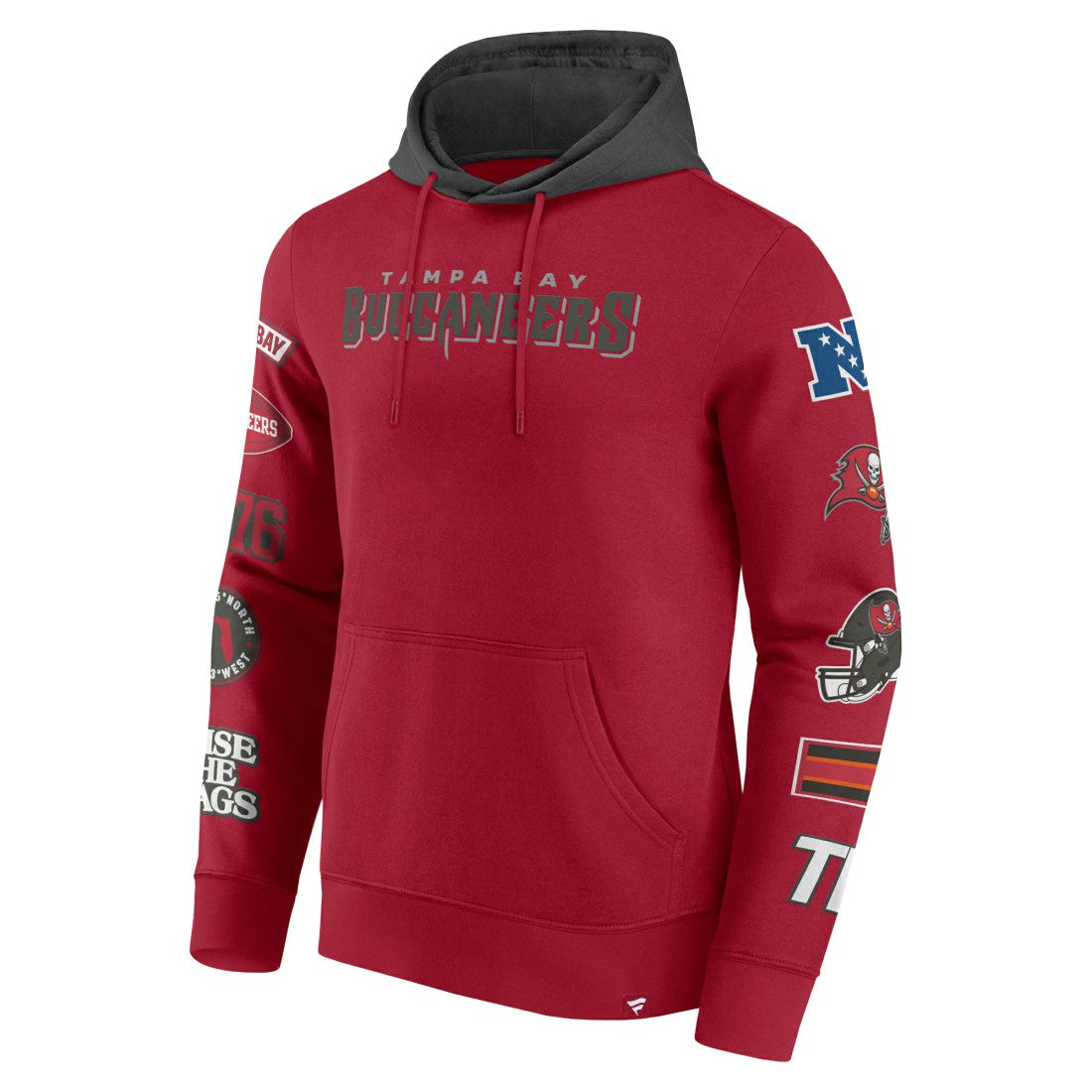 Tampa Bay Buccaneers Patched Out Pullover Hoodie - Red/Pewter outlet