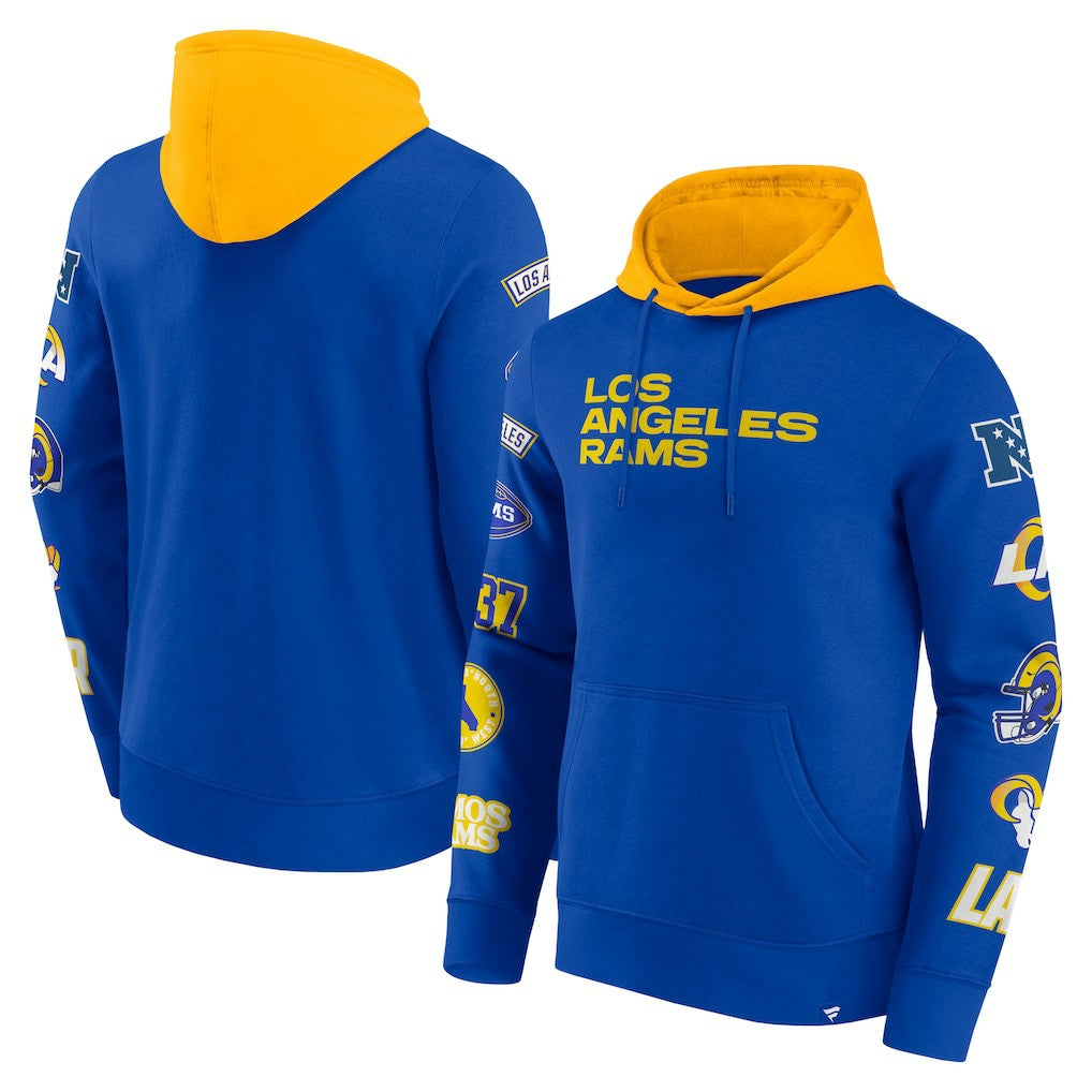 Los Angeles Rams Patched Out Pullover Hoodie - Royal/Gold on sale