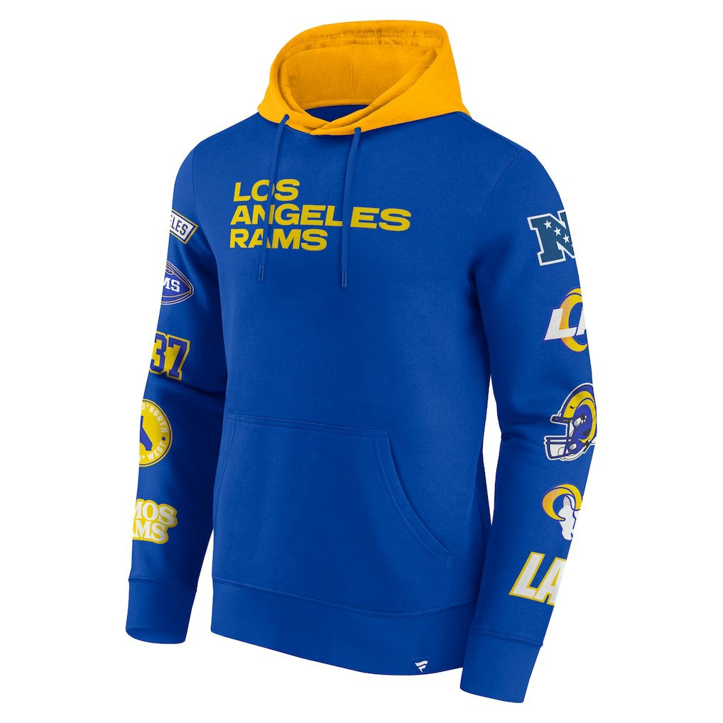 Los Angeles Rams Patched Out Pullover Hoodie - Royal/Gold on sale