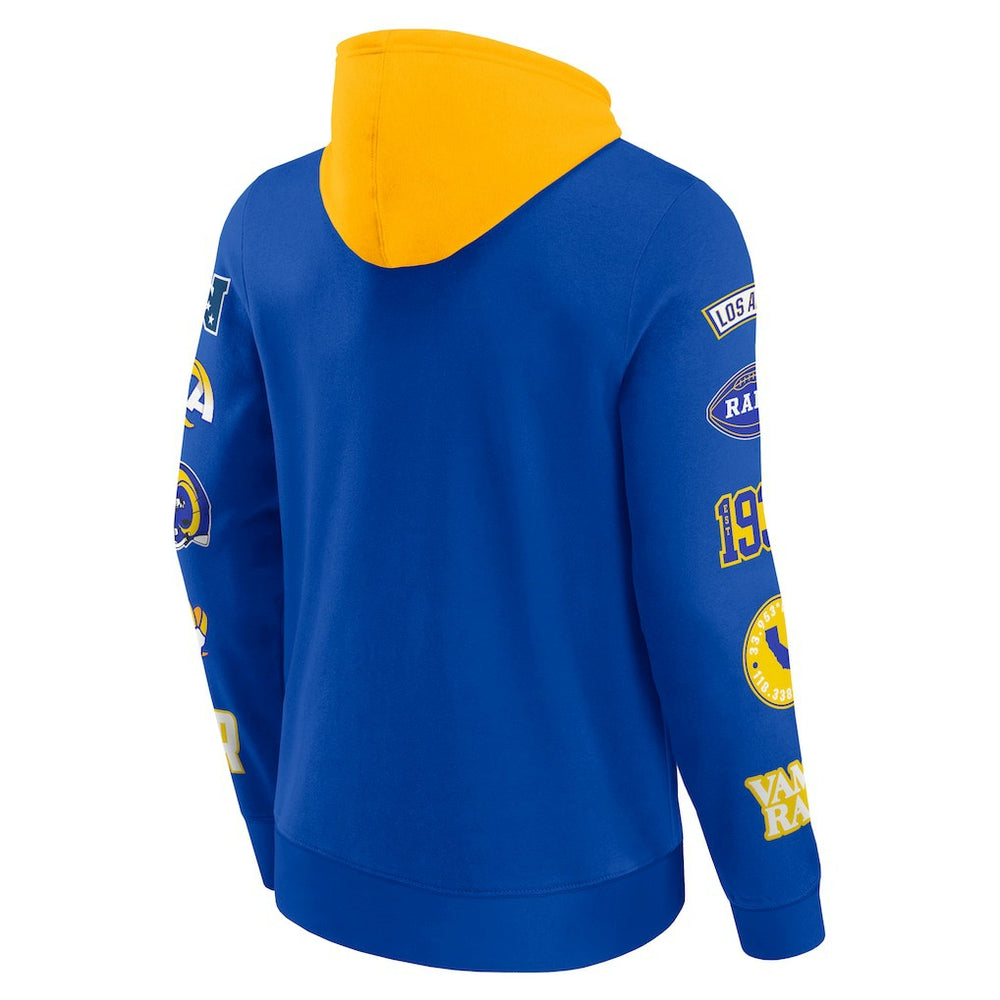 Los Angeles Rams Patched Out Pullover Hoodie - Royal/Gold on sale