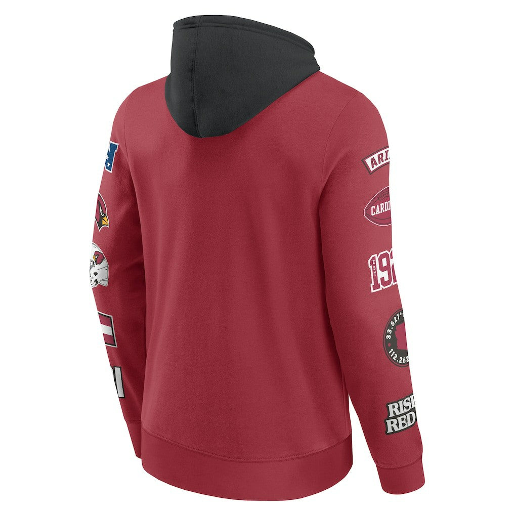Arizona Cardinals Patched Out Pullover Hoodie - Cardinal/Black online