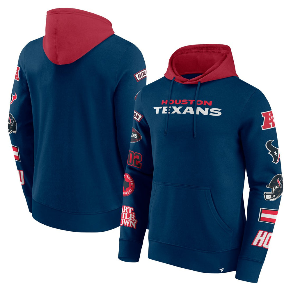 Houston Texans Patched Out Pullover Hoodie - Navy/Cardinal discount