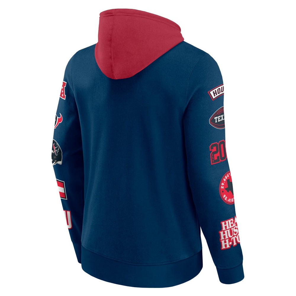 Houston Texans Patched Out Pullover Hoodie - Navy/Cardinal discount