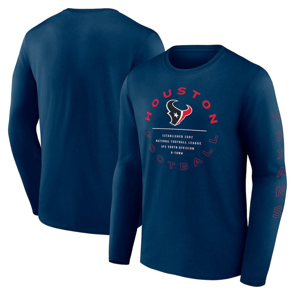 Houston Texans Stat Sheet Long Sleeve T-Shirt - Navy on sale