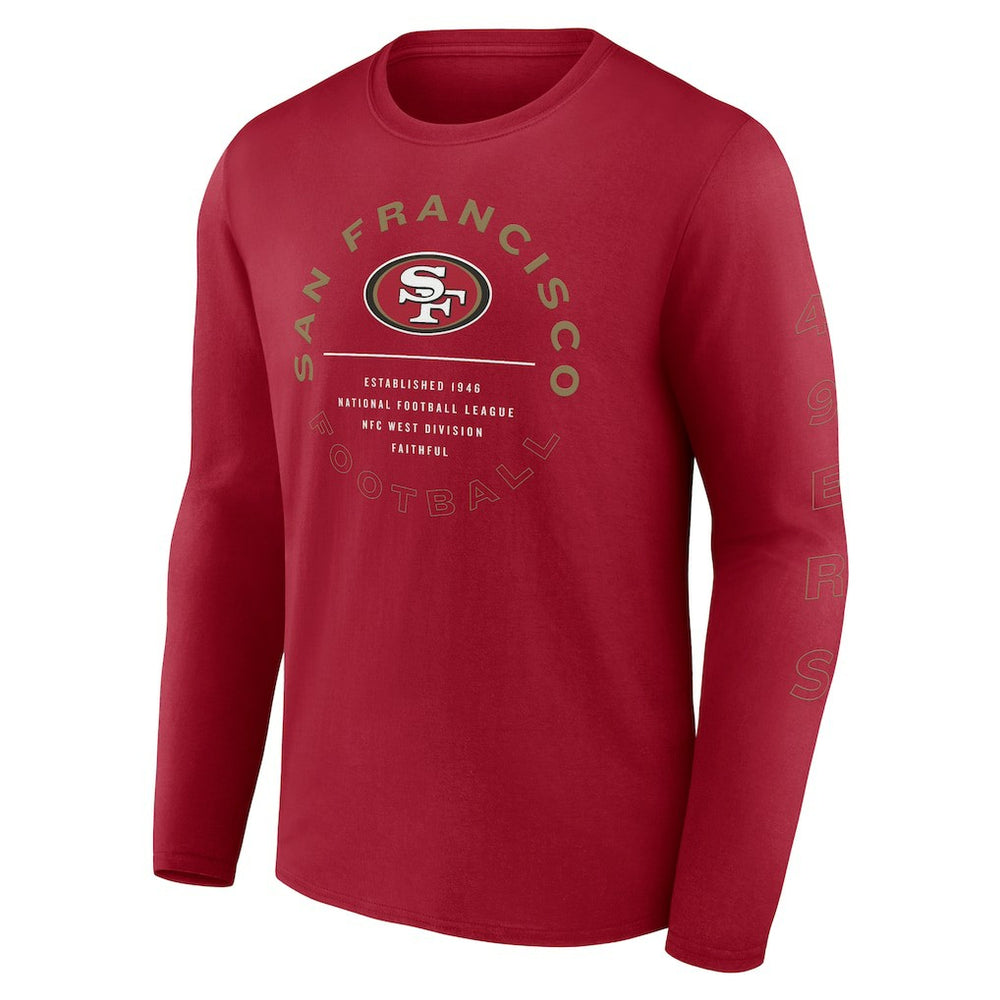San Francisco 49ers Stat Sheet Long Sleeve T-Shirt - Scarlet for sale