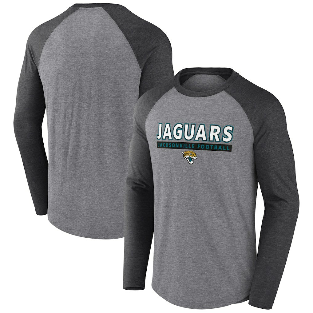 Jacksonville Jaguars Tri-Blend Raglan Long Sleeve T-Shirt - Heather Gray/Charcoal online