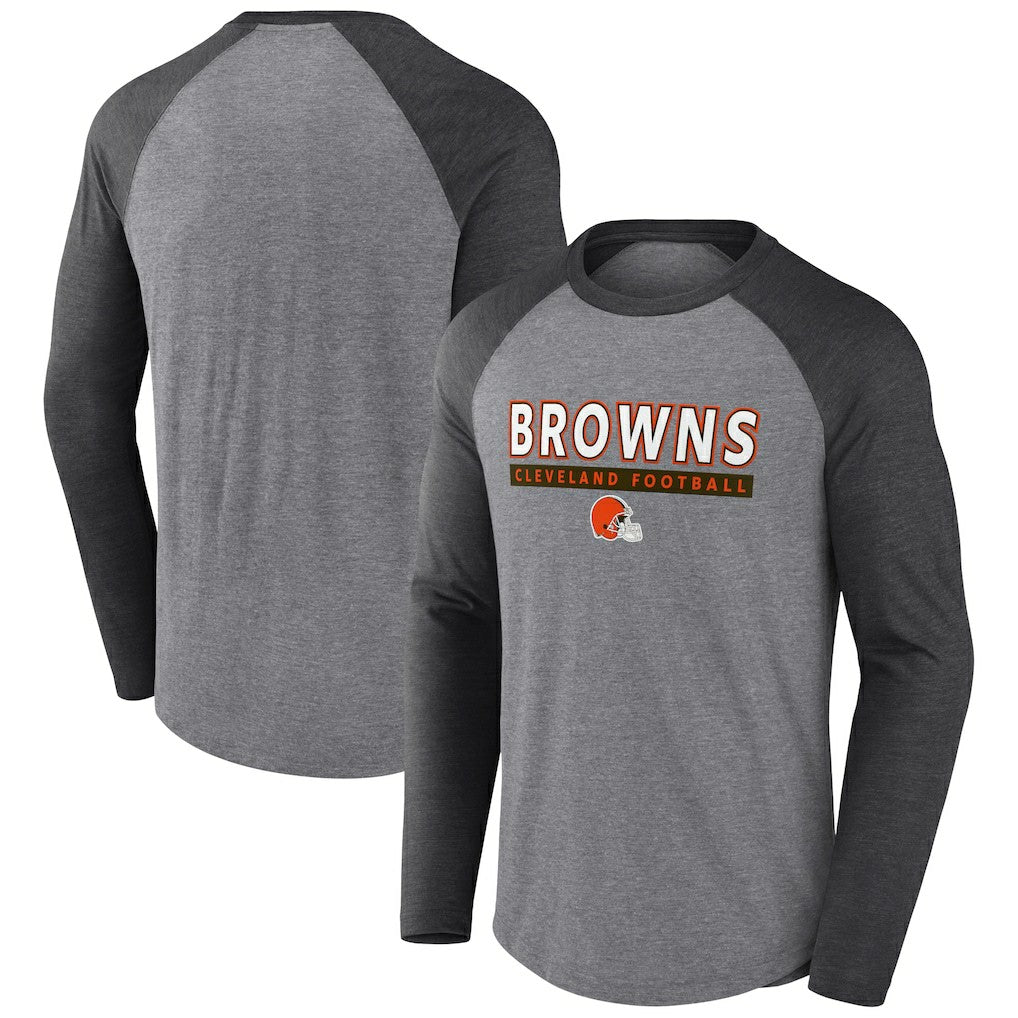Cleveland Browns Tri-Blend Raglan Long Sleeve T-Shirt - Heather Gray/Charcoal outlet