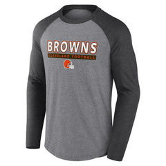 Cleveland Browns Tri-Blend Raglan Long Sleeve T-Shirt - Heather Gray/Charcoal outlet