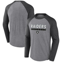 Las Vegas Raiders Tri-Blend Raglan Long Sleeve T-Shirt - Heather Gray/Charcoal outlet