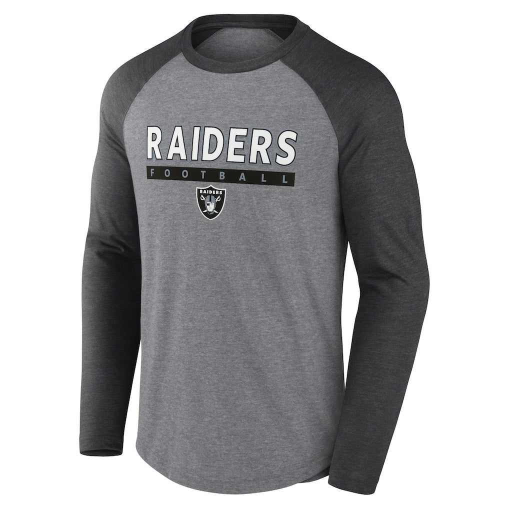 Las Vegas Raiders Tri-Blend Raglan Long Sleeve T-Shirt - Heather Gray/Charcoal outlet