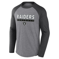 Las Vegas Raiders Tri-Blend Raglan Long Sleeve T-Shirt - Heather Gray/Charcoal outlet