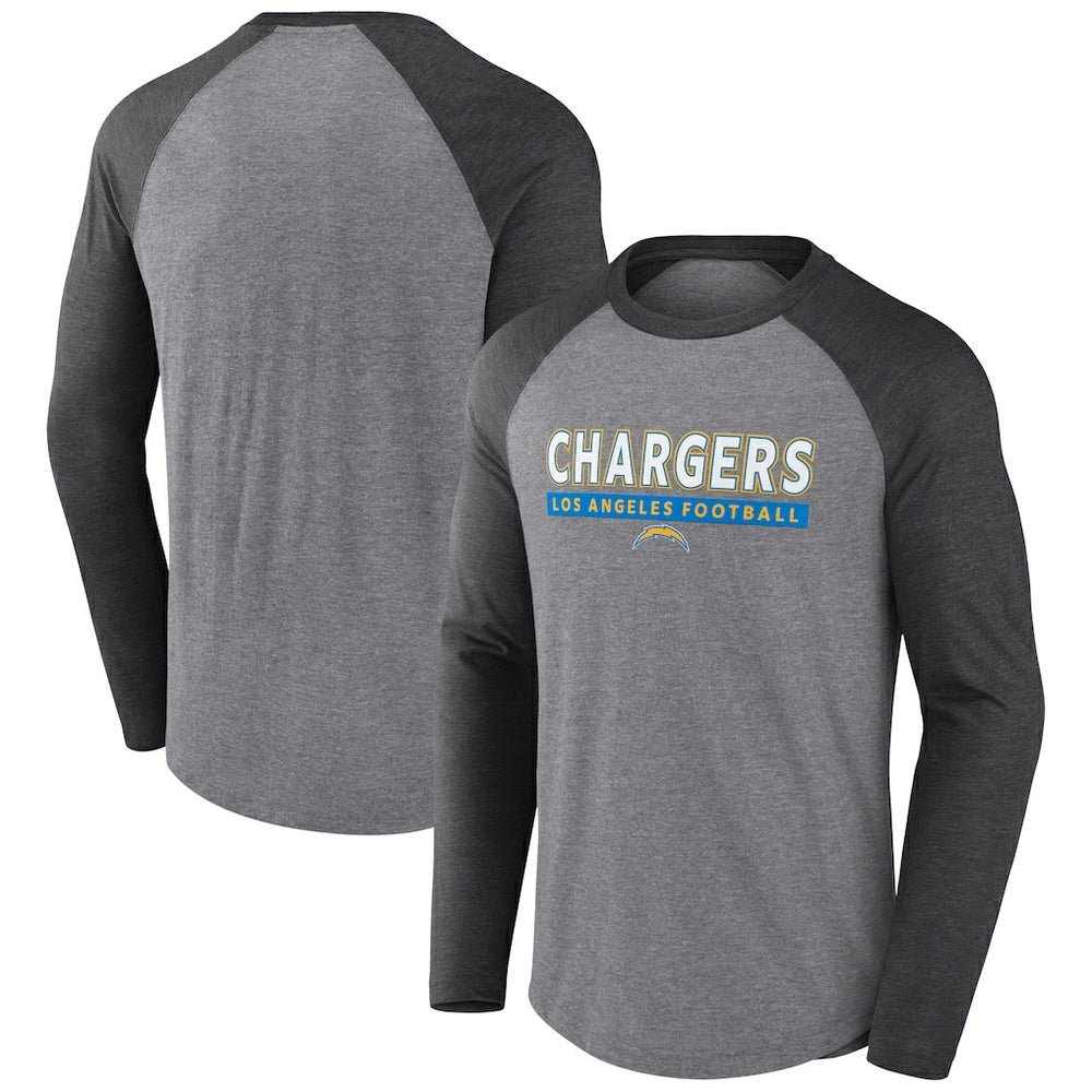 Los Angeles Chargers Tri-Blend Raglan Long Sleeve T-Shirt - Heather Gray/Charcoal cheap