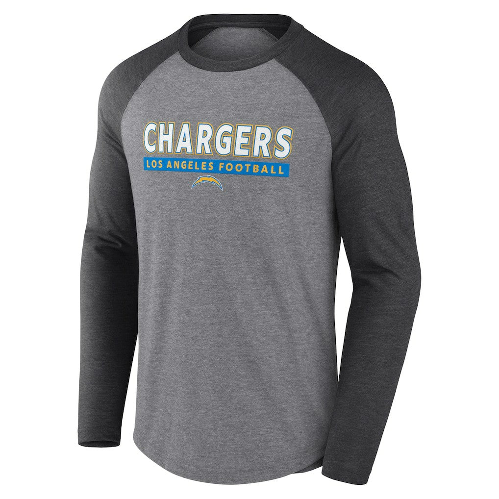 Los Angeles Chargers Tri-Blend Raglan Long Sleeve T-Shirt - Heather Gray/Charcoal cheap