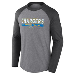 Los Angeles Chargers Tri-Blend Raglan Long Sleeve T-Shirt - Heather Gray/Charcoal cheap