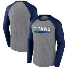 Tennessee Titans Tri-Blend Raglan Long Sleeve T-Shirt - Heather Gray/Navy online