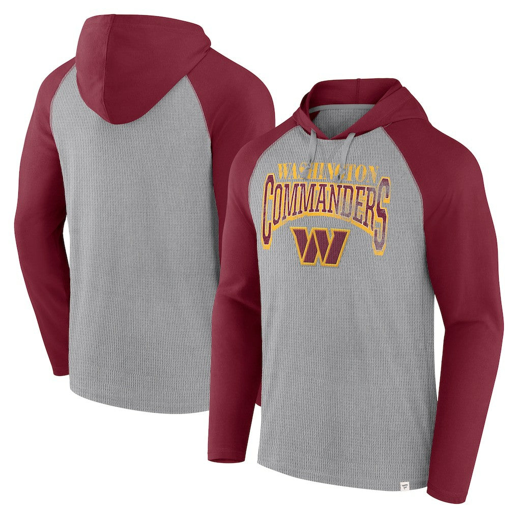 Washington Commanders Under Center Long Sleeve Hoodie T-Shirt - Gray/Burgundy on sale