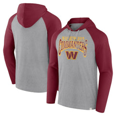 Washington Commanders Under Center Long Sleeve Hoodie T-Shirt - Gray/Burgundy on sale