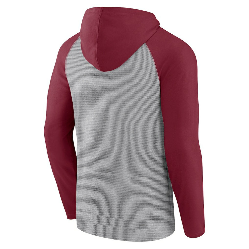 Washington Commanders Under Center Long Sleeve Hoodie T-Shirt - Gray/Burgundy on sale