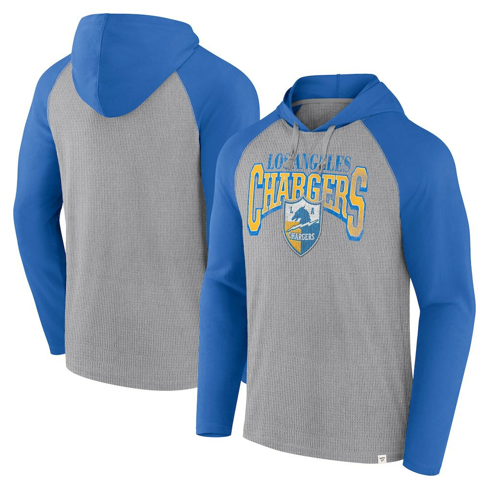 Los Angeles Chargers Under Center Long Sleeve Hoodie T-Shirt - Gray/Powder Blue sale