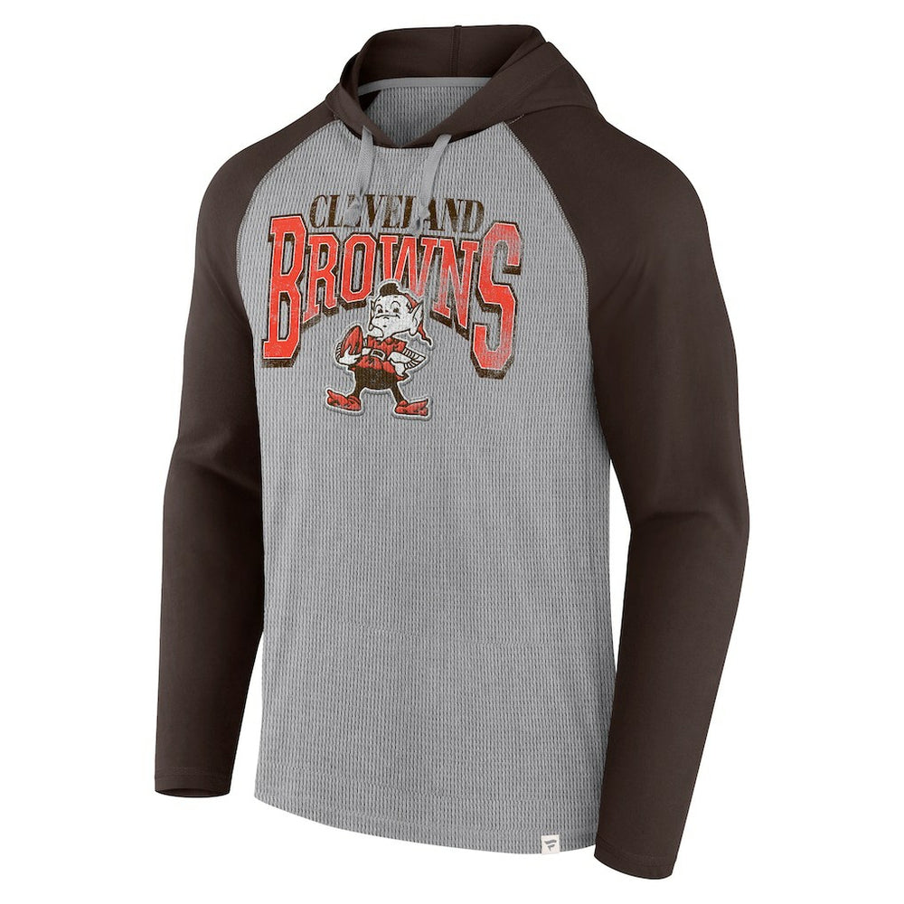 Cleveland Browns Under Center Long Sleeve Hoodie T-Shirt - Gray/Brown sale