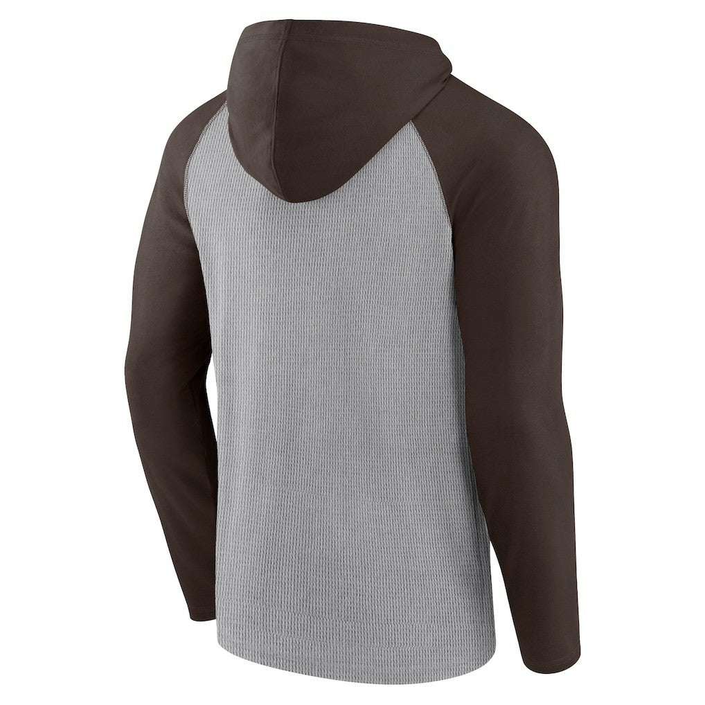 Cleveland Browns Under Center Long Sleeve Hoodie T-Shirt - Gray/Brown sale