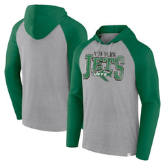 New York Jets Under Center Long Sleeve Hoodie T-Shirt - Gray/Kelly Green on sale