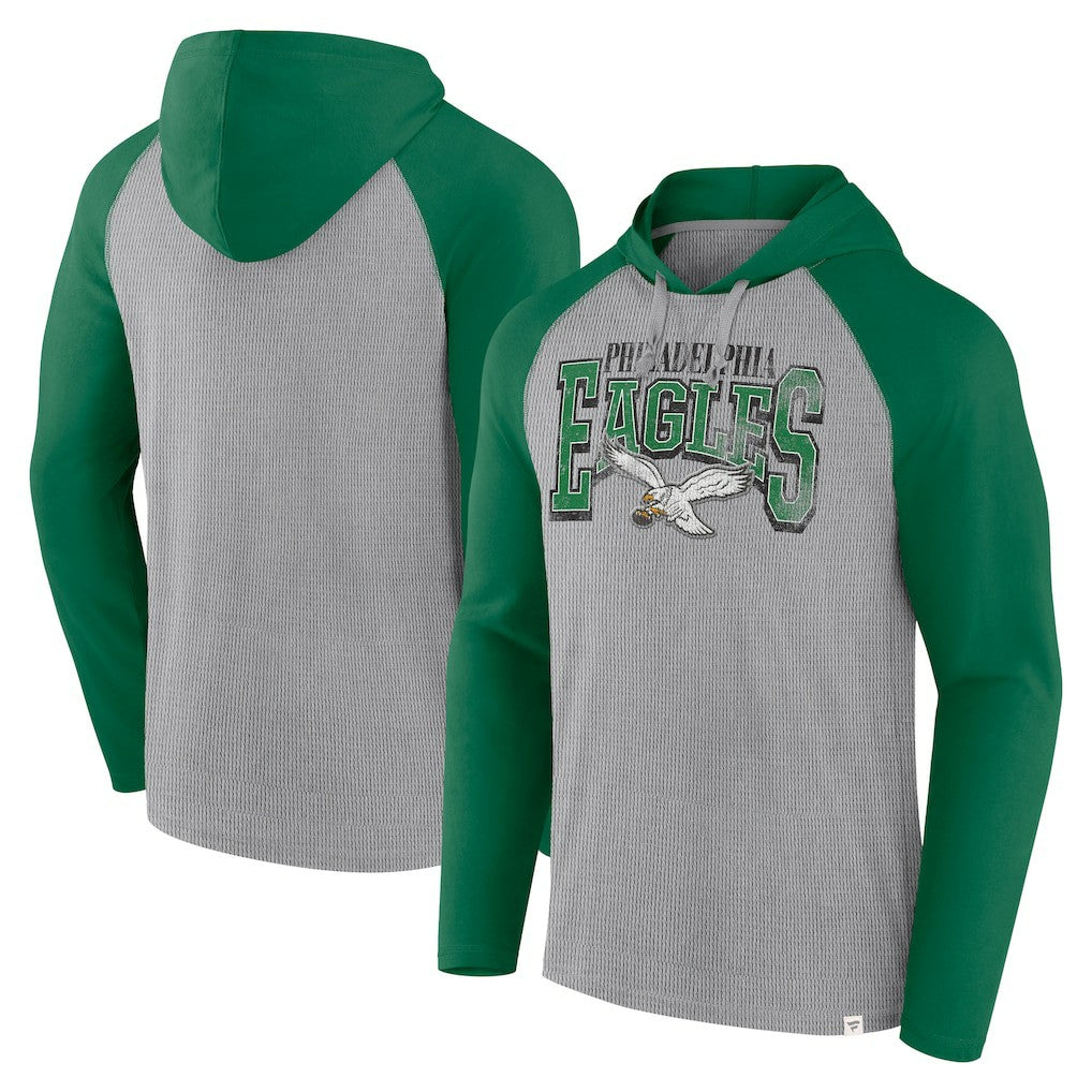 Philadelphia Eagles Under Center Long Sleeve Hoodie T-Shirt - Gray/Kelly Green outlet