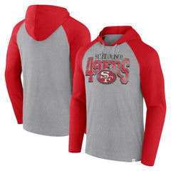 San Francisco 49ers Under Center Long Sleeve Hoodie T-Shirt - Gray/Scarlet sale