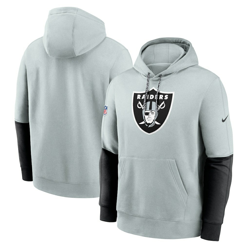 Las Vegas Raiders 2024 Sideline Club Pullover Hoodie - Silver | Nike sale