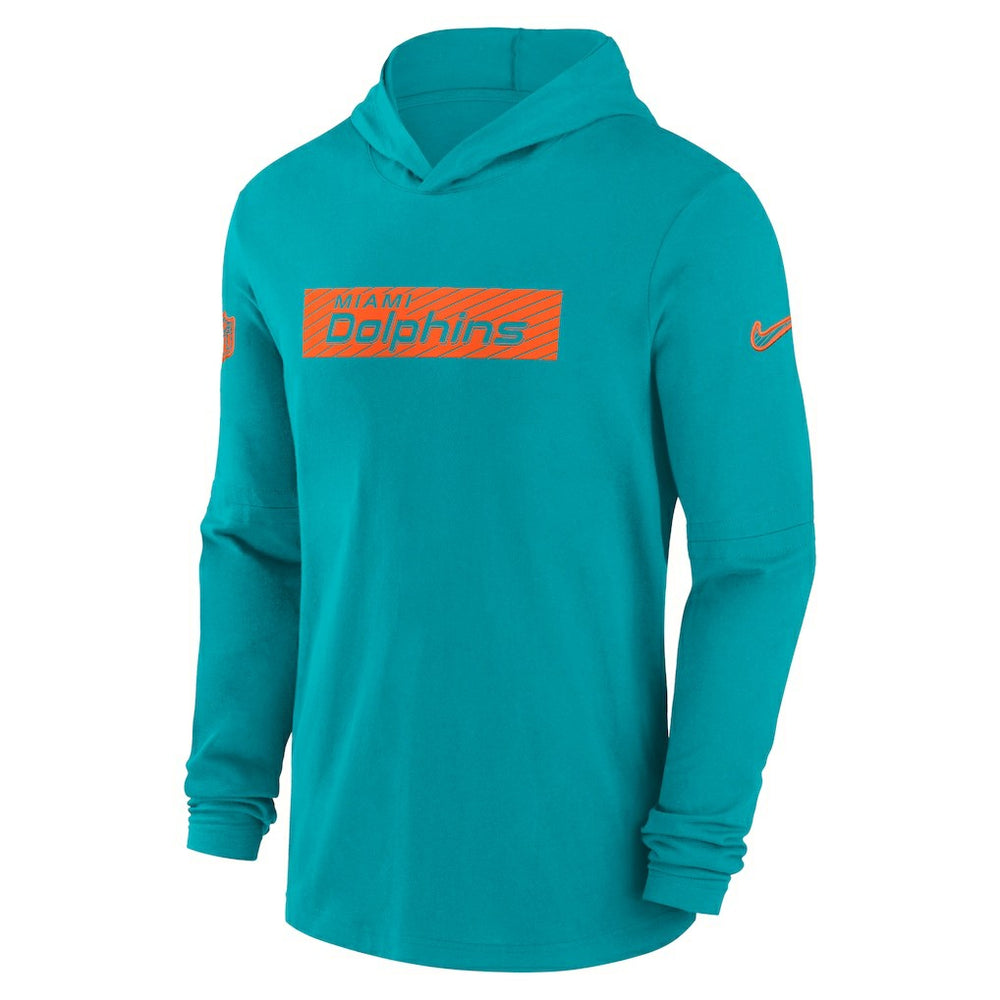 Miami Dolphins 2024/25 Sideline Performance Long Sleeve Hoodie T-Shirt - Aqua | Nike outlet