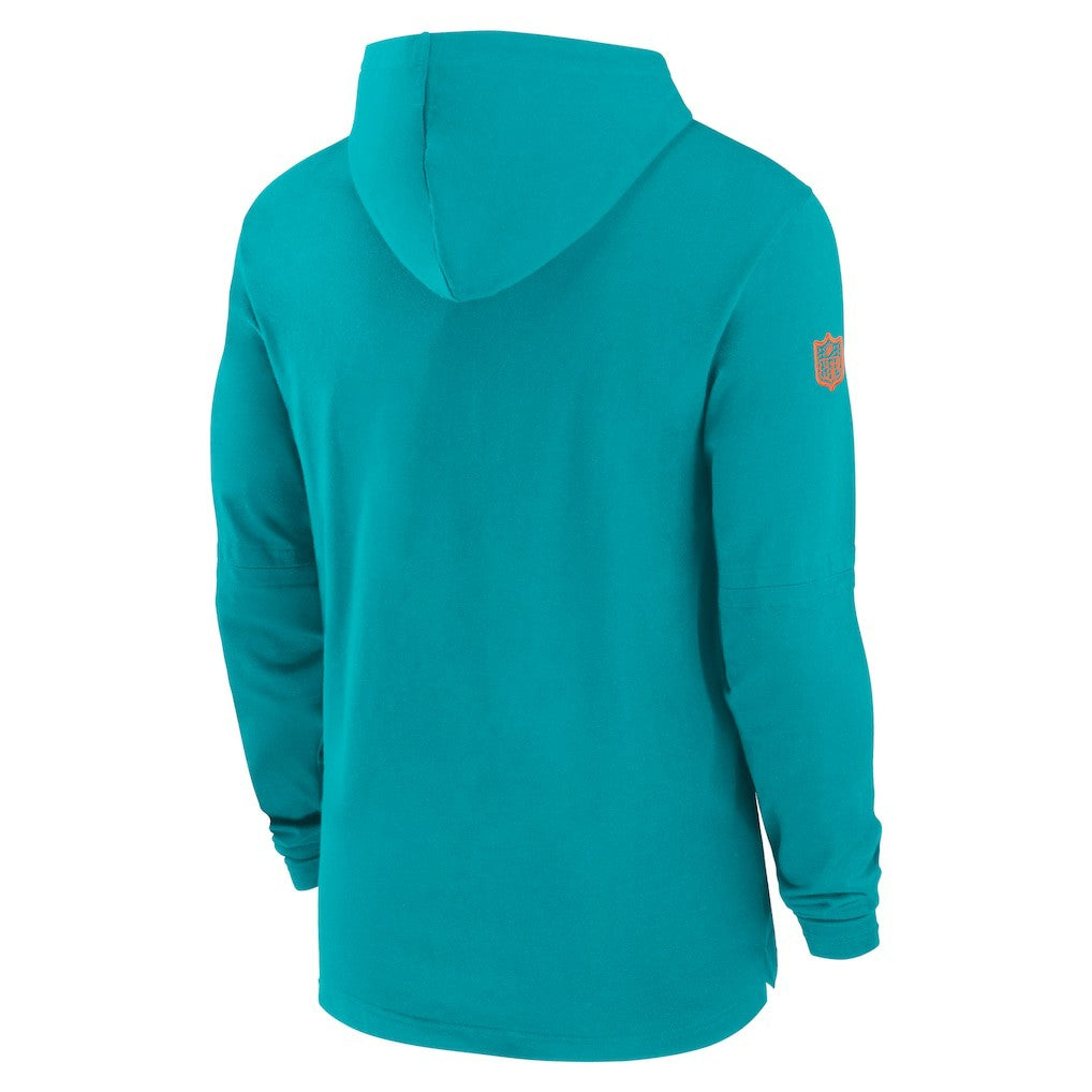 Miami Dolphins 2024/25 Sideline Performance Long Sleeve Hoodie T-Shirt - Aqua | Nike outlet