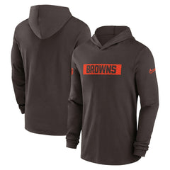Cleveland Browns 2024/25 Sideline Performance Long Sleeve Hoodie T-Shirt - Brown | Nike for sale