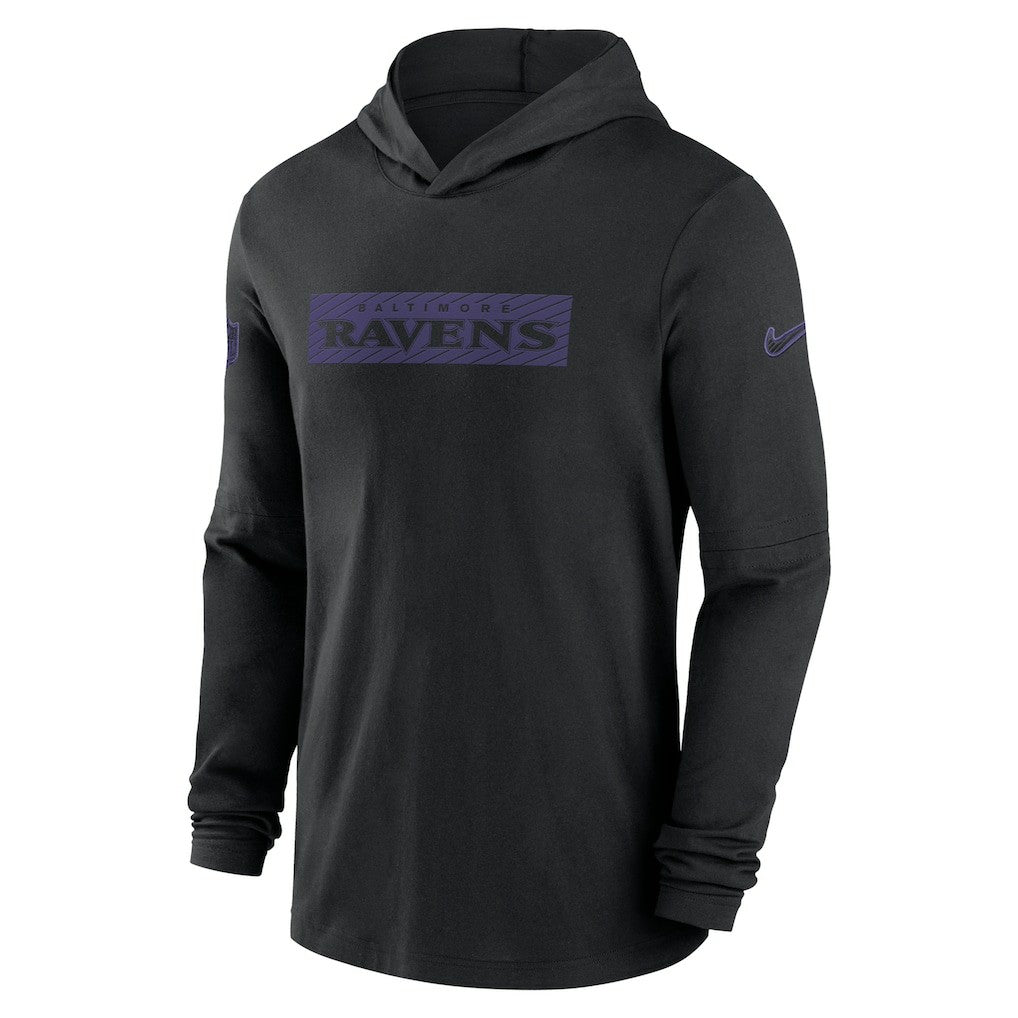 Baltimore Ravens 2024/25 Sideline Performance Long Sleeve Hoodie T-Shirt - Black | Nike outlet