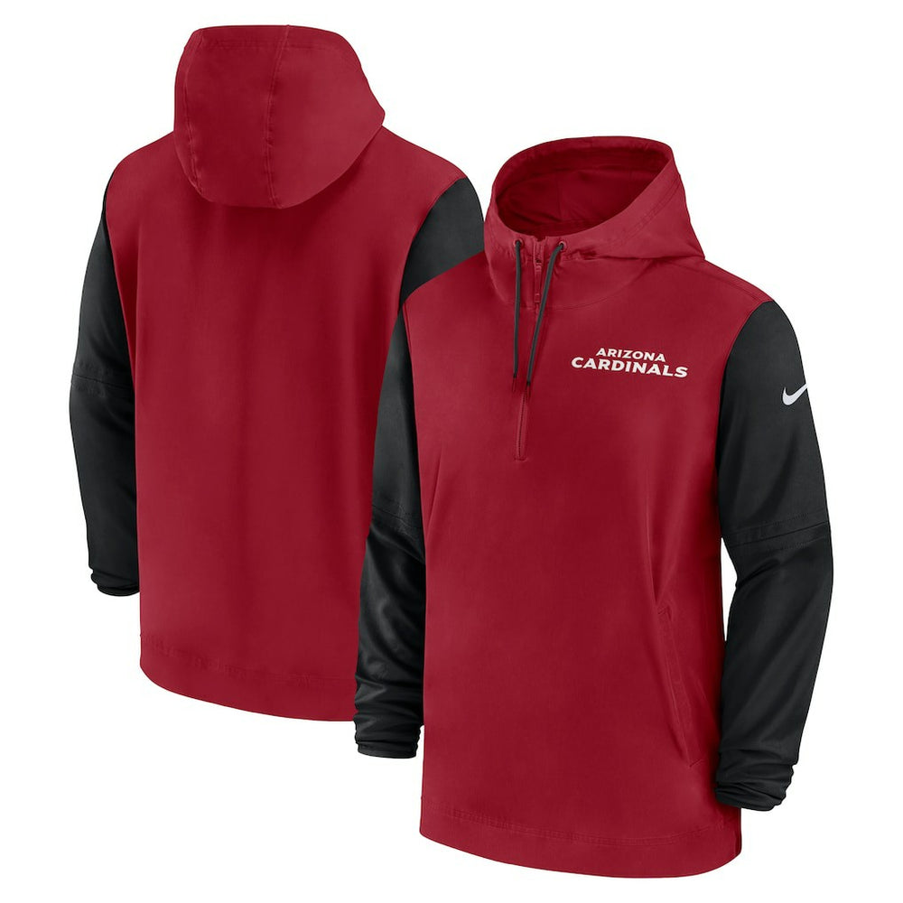 Arizona Cardinals 2024/25 Sideline Pre-Game Player 1/2-Zip Hoodie Jacket - Cardinal/Black | Nike outlet