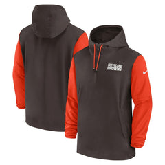 Cleveland Browns 2024/25 Sideline Pre-Game Player 1/2-Zip Hoodie Jacket - Brown/Orange | Nike online