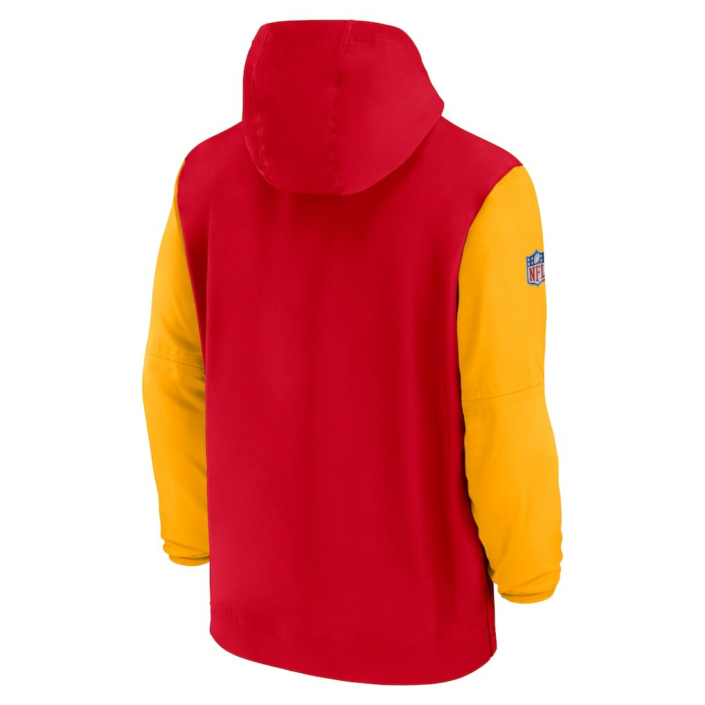 Kansas City Chiefs 2024/25 Sideline Pre-Game Player 1/2-Zip Hoodie Jacket - Red/Gold | Nike for sale