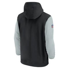 Las Vegas Raiders 2024/25 Sideline Pre-Game Player 1/2-Zip Hoodie Jacket - Black/Silver | Nike on sale