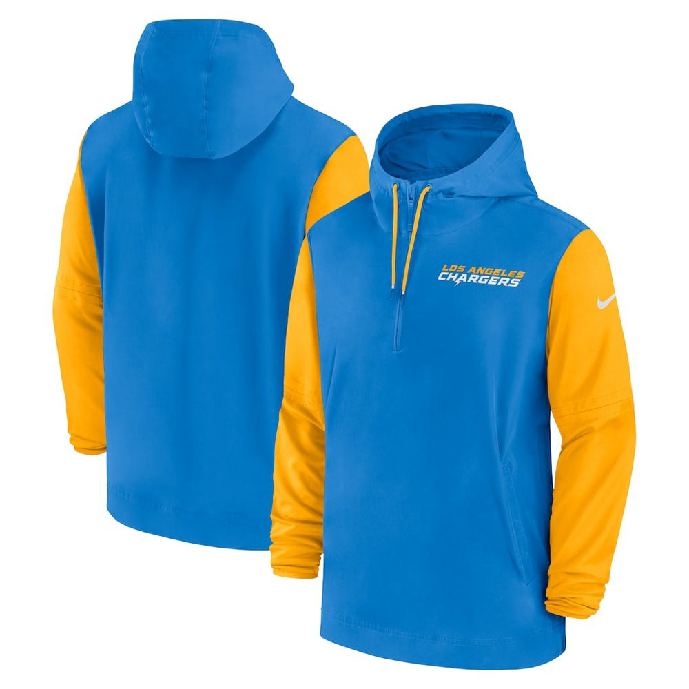 Los Angeles Chargers 2024/25 Sideline Pre-Game Player 1/2-Zip Hoodie Jacket - Powder Blue/Gold | Nike discount