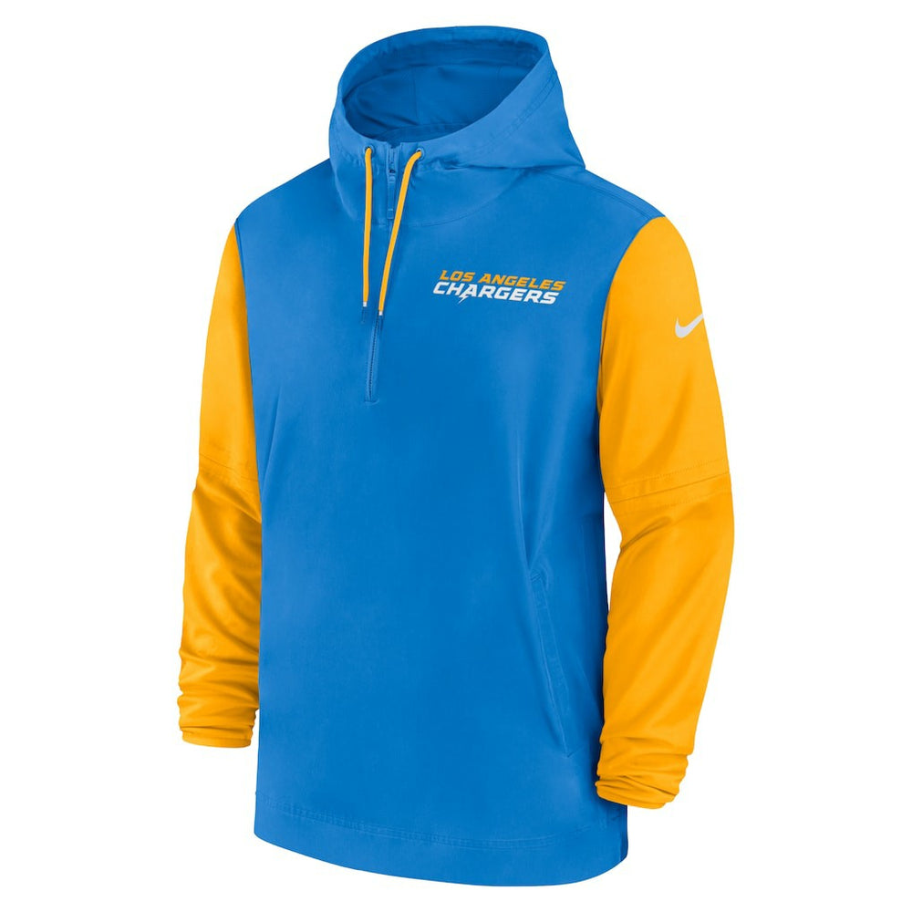 Los Angeles Chargers 2024/25 Sideline Pre-Game Player 1/2-Zip Hoodie Jacket - Powder Blue/Gold | Nike discount