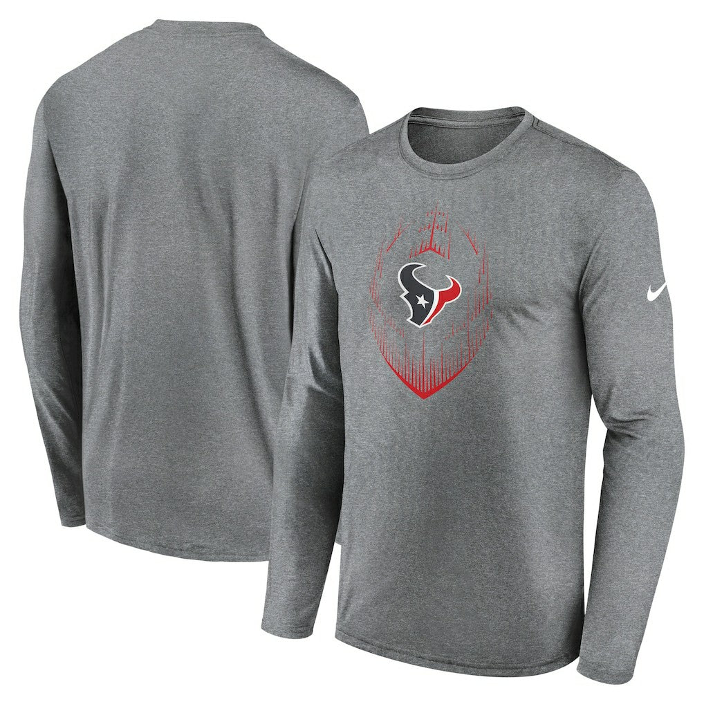 Houston Texans Icon Legend Performance Long Sleeve T-Shirt - Heather Gray | Nike for sale