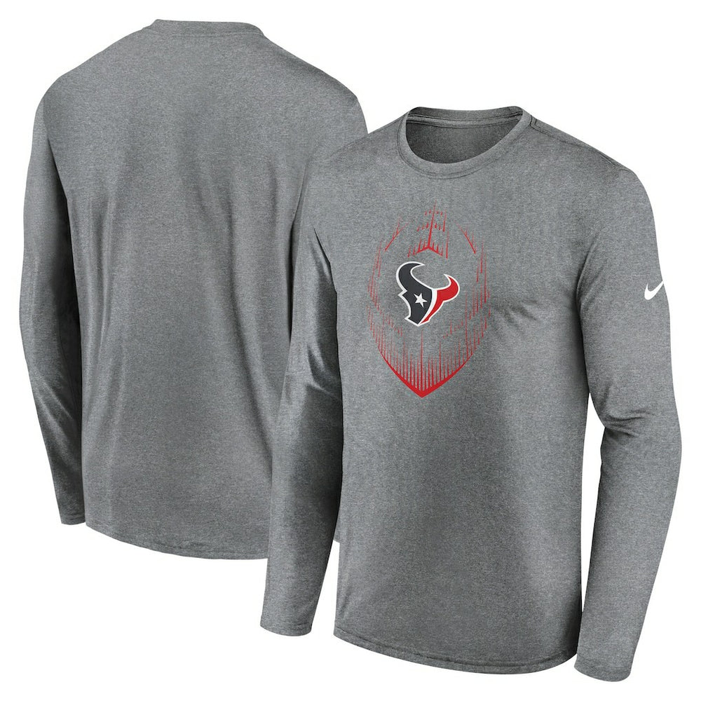 Houston Texans Icon Legend Performance Long Sleeve T-Shirt - Heather Gray | Nike for sale
