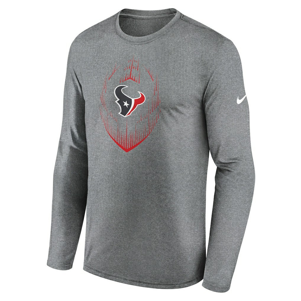 Houston Texans Icon Legend Performance Long Sleeve T-Shirt - Heather Gray | Nike for sale
