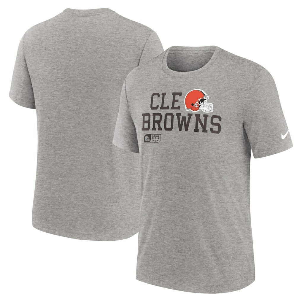 Cleveland Browns Overlap Lockup Tri-Blend T-Shirt - Heather Gray | Nike outlet