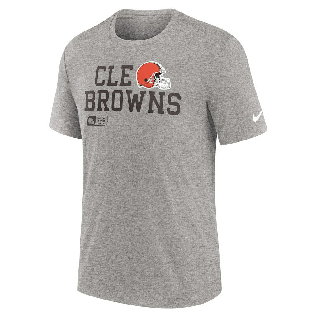 Cleveland Browns Overlap Lockup Tri-Blend T-Shirt - Heather Gray | Nike outlet