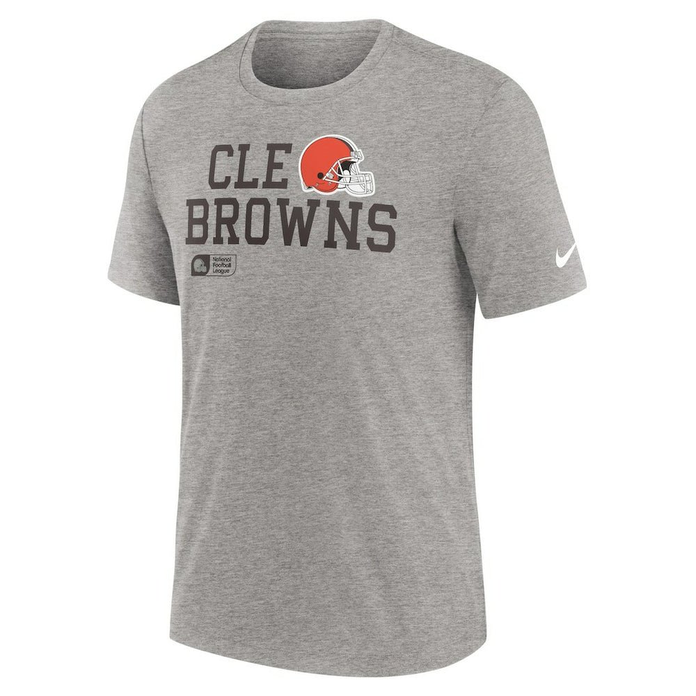 Cleveland Browns Overlap Lockup Tri-Blend T-Shirt - Heather Gray | Nike outlet