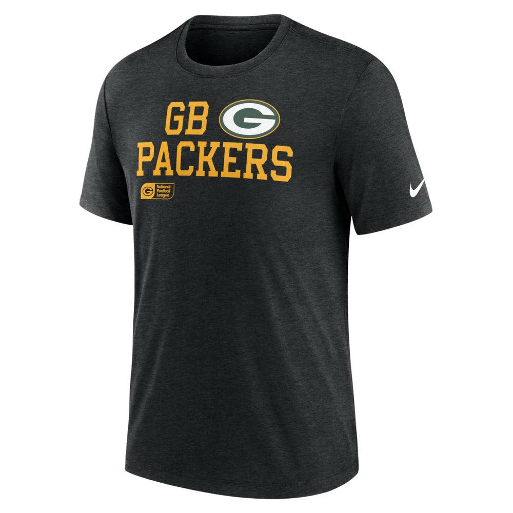 Green Bay Packers Overlap Lockup Tri-Blend T-Shirt - Black | Nike online