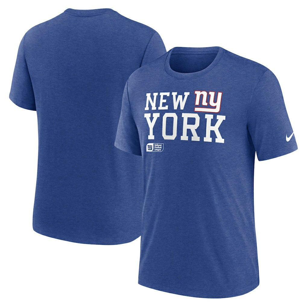 New York Giants Overlap Lockup Tri-Blend T-Shirt - Royal | Nike for sale