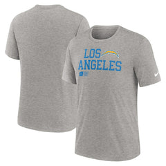 Los Angeles Chargers Overlap Lockup Tri-Blend T-Shirt - Heather Gray | Nike on sale