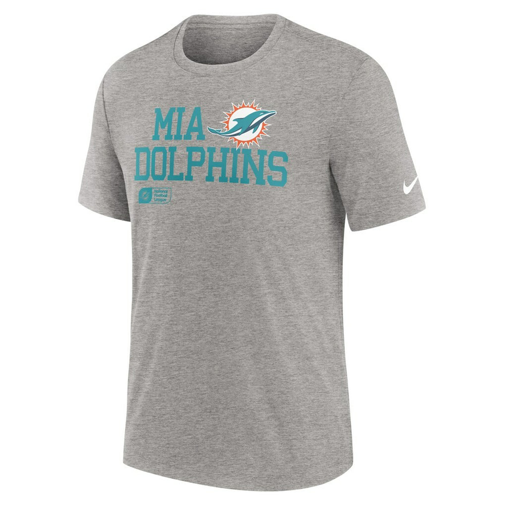 Miami Dolphins Overlap Lockup Tri-Blend T-Shirt - Heather Gray | Nike discount